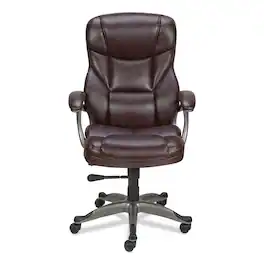 Alera - Birns Series High-Back Task Chair, Supports Up to 250 lb, 18.11" to 22.05" Seat Height, Seat/Back, Chrome Base - Brown