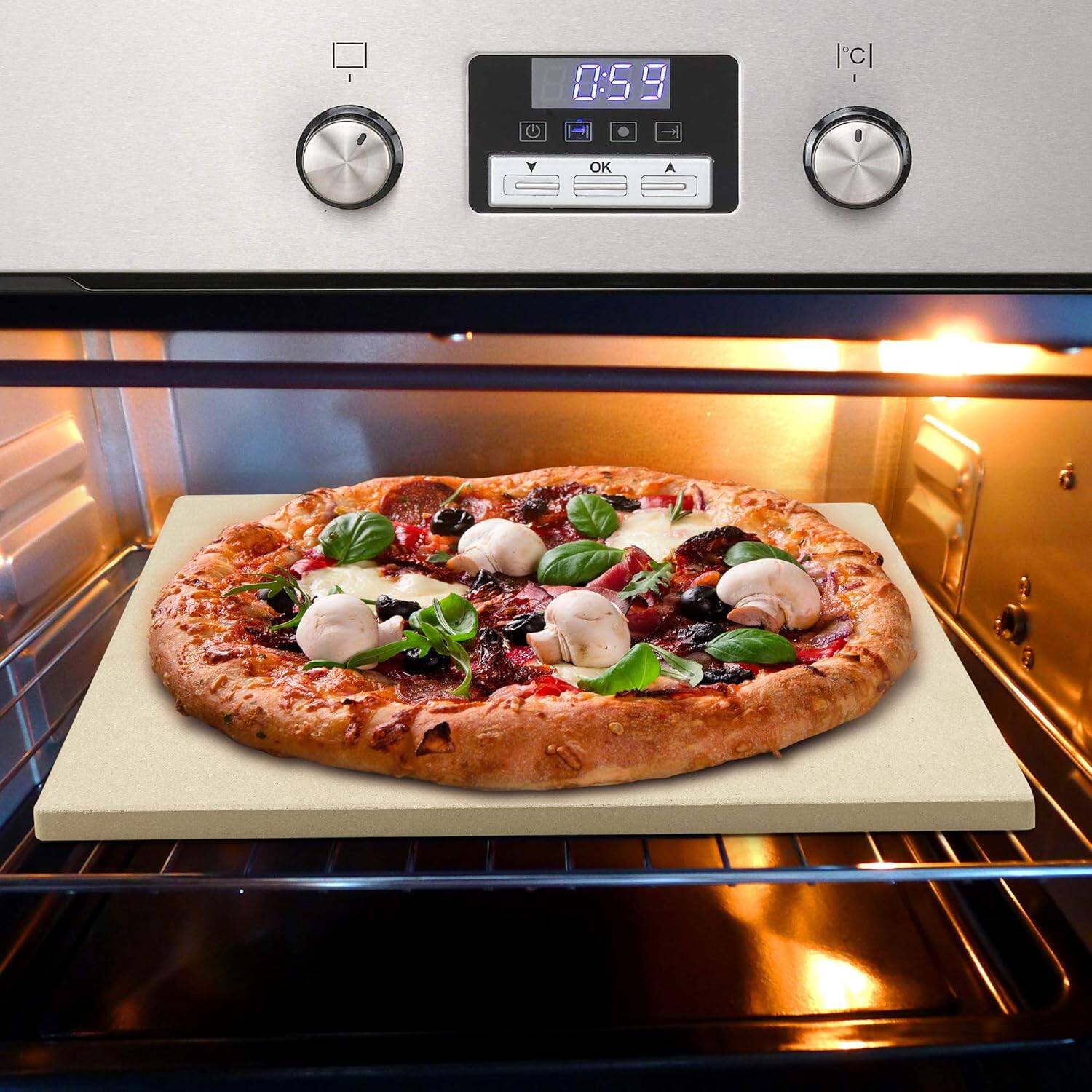 Alt View 1. Cook N Home - Cook N Home 02663  True Cordierite Pizza Grilling Baking Stone 16 inch x14 inch rectangular x 5/8-inch thickness - yellow.