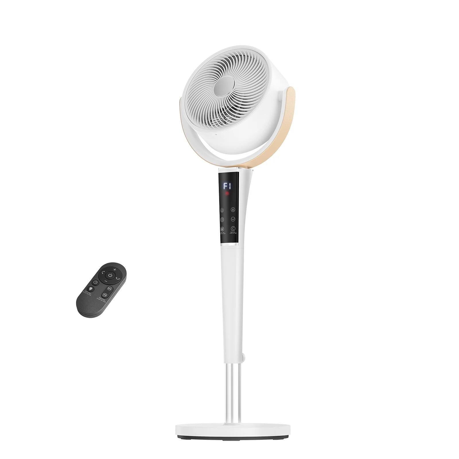 Angle. Sweet - Standing Fan for Bedroom,120° Oscillation, Quiet 20dB, 15 Speeds 5 Modes,Remote Control, LED Light - White.
