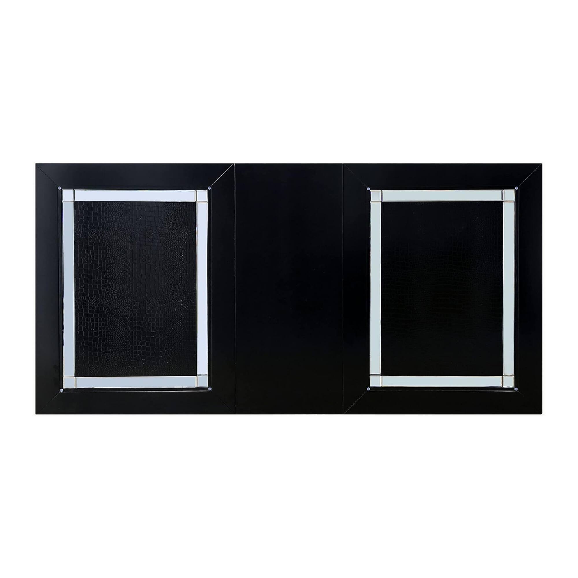 Alt View 2. Manhattan Lane - Hou 9pc Dining Table n Chair Set, Black Silver Faux Crocodile Leather - Black, Silver.