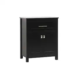 Elegant Kitchen and Bath - 24 Inch Wide Bathroom Storage Freestanding Cabinet In - Black