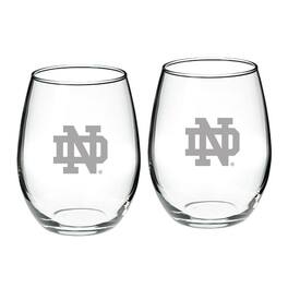 Jardine - Notre Dame Fighting Irish 21oz. 2-Piece Etched Stemless Wine Glass Set - Multicolor