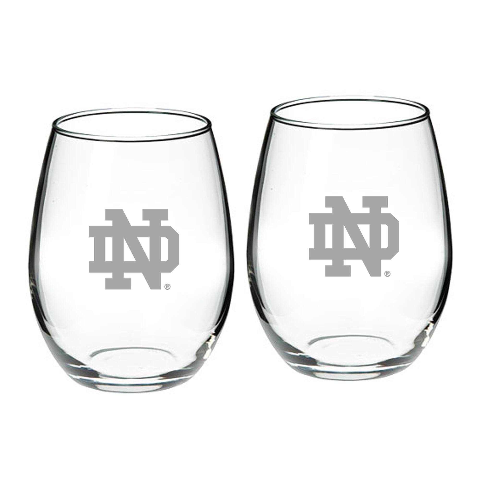 Front. Jardine - Notre Dame Fighting Irish 21oz. 2-Piece Etched Stemless Wine Glass Set - Multicolor.