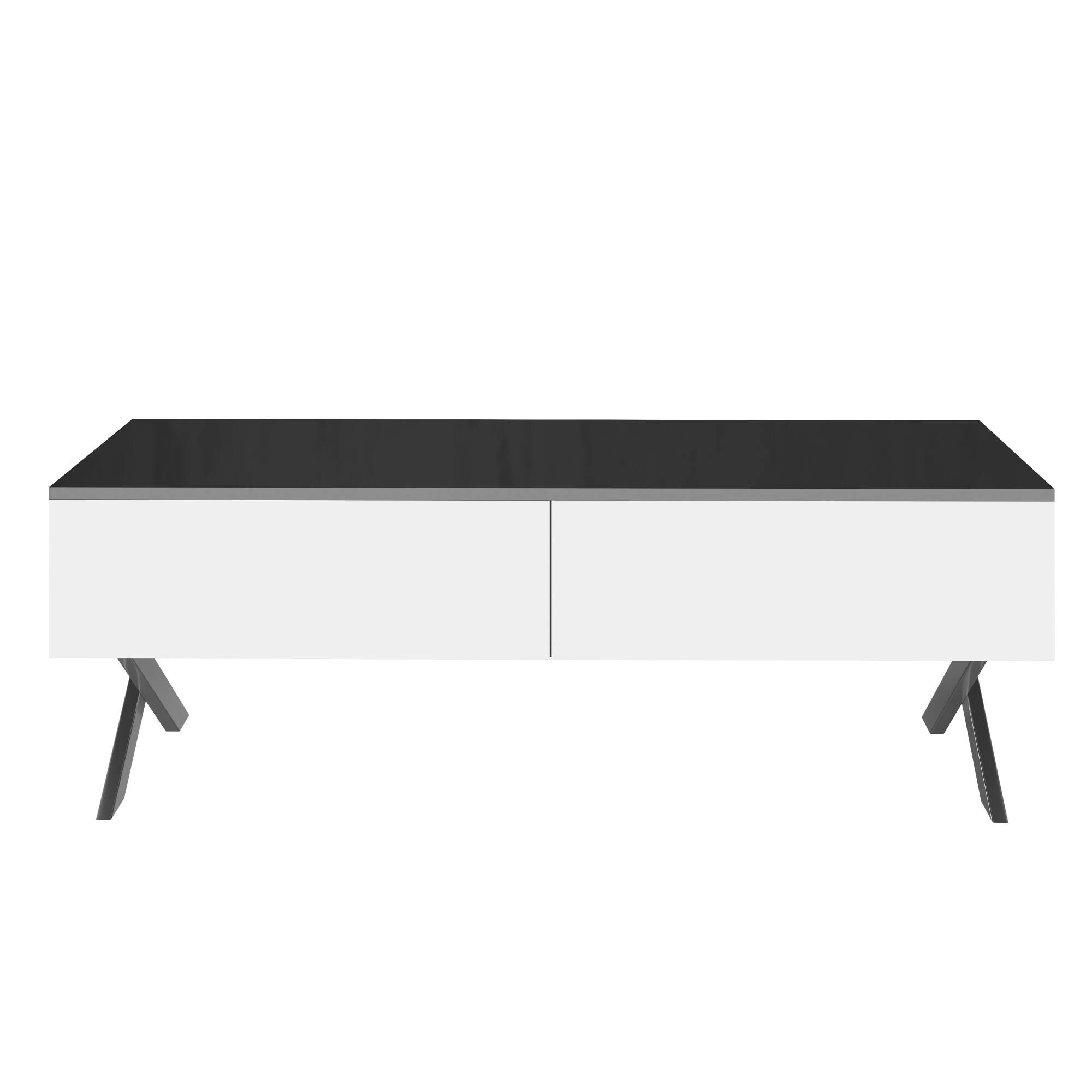 Alt View 4. GOODSILO - Modern Rectangular Coffee Table with Mirrored Finish and Hidden Storage Drawers for Living Room - Black.