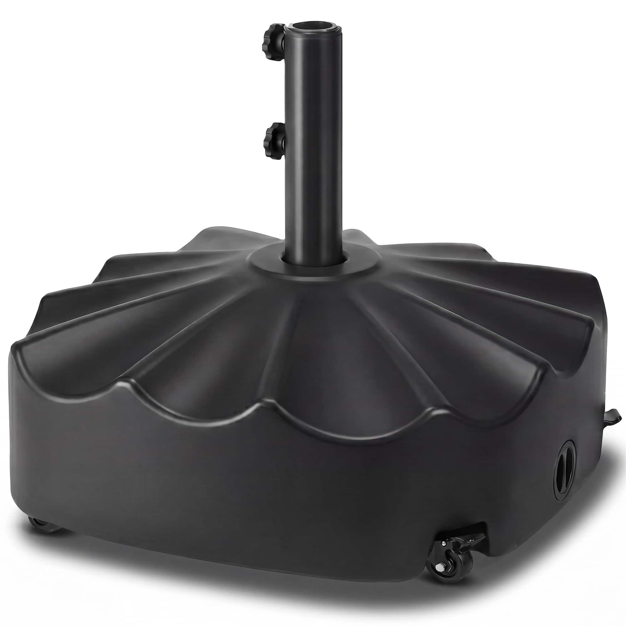 Best Choice Products - 123lb Capacity Fillable Mobile Umbrella Base for Patio, Deck, 4 Wheels - Wavy Design - Black