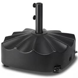 Best Choice Products - 123lb Capacity Fillable Mobile Umbrella Base for Patio, Deck, 4 Wheels - Wavy Design - Black