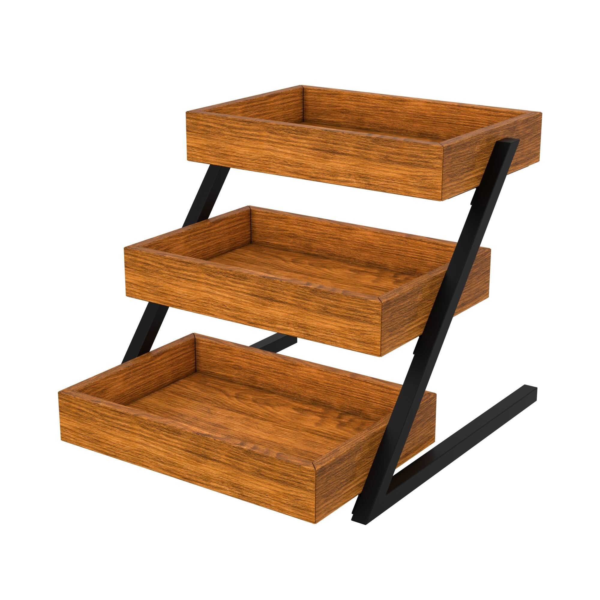Alt View 5. Koolmore - 16.5 In. 3-Tier Wooden Staircase Display Case (KM-SDW-3ST) - Dark Wood Grain.