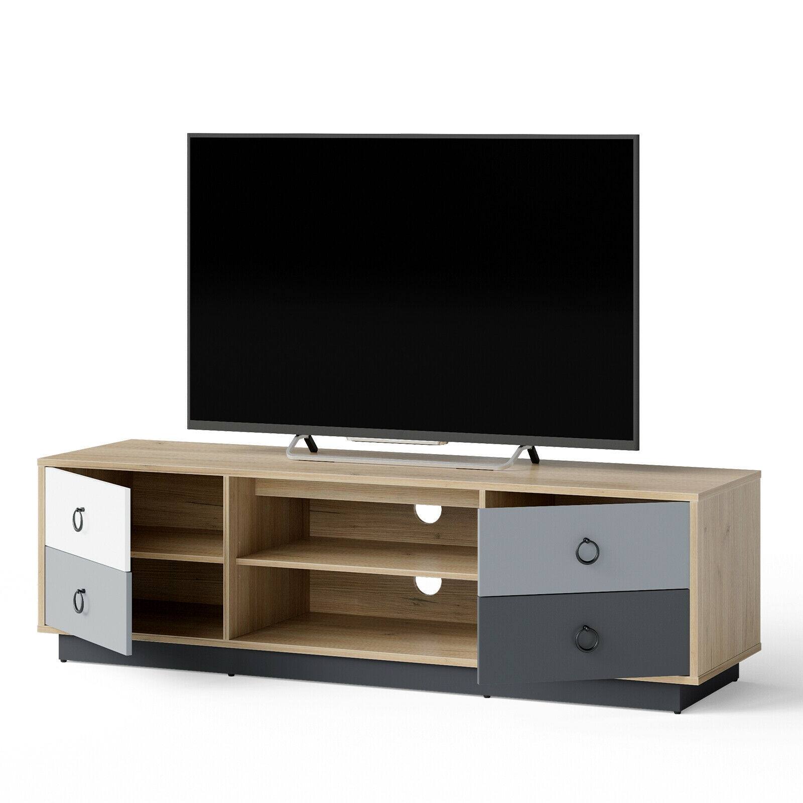 Alt View 7. Ecooso - 55 Inch TV Stand with 2 Storage Cabinets for TVs up to 60 Inch - Natural.