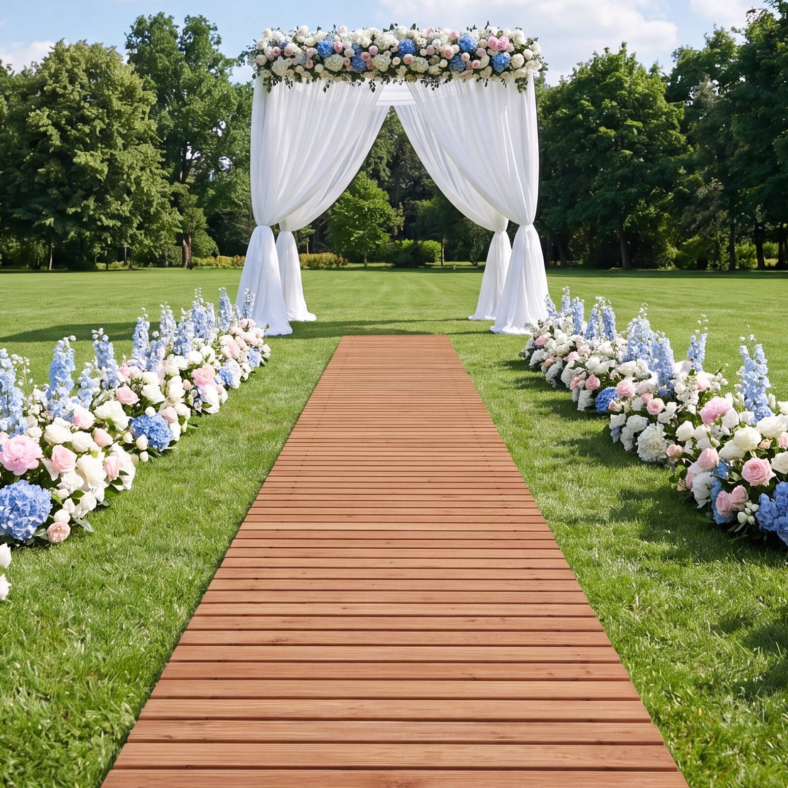 Alt View 3. Gymax - Gymax 8 FT Wooden Garden Pathway w/Non-Slip Surface Cedar Wood Decorative Boardwalk - Yellow.