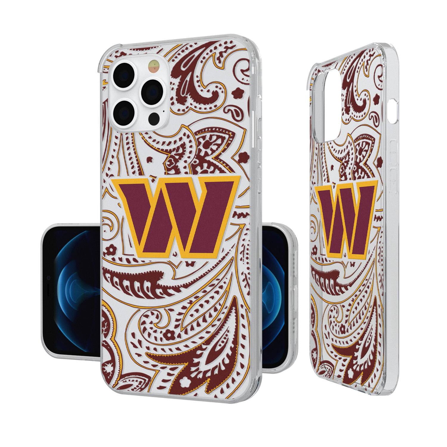 Alt View 1. Keyscaper - Washington Commanders iPhone Clear Paisley Design Case - 15 Plus - Multicolor.