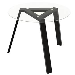 Costway - 36" Round Glass Dining Table for 4 with Tempered Glass Tabletop Rubber Wood Frame - Black