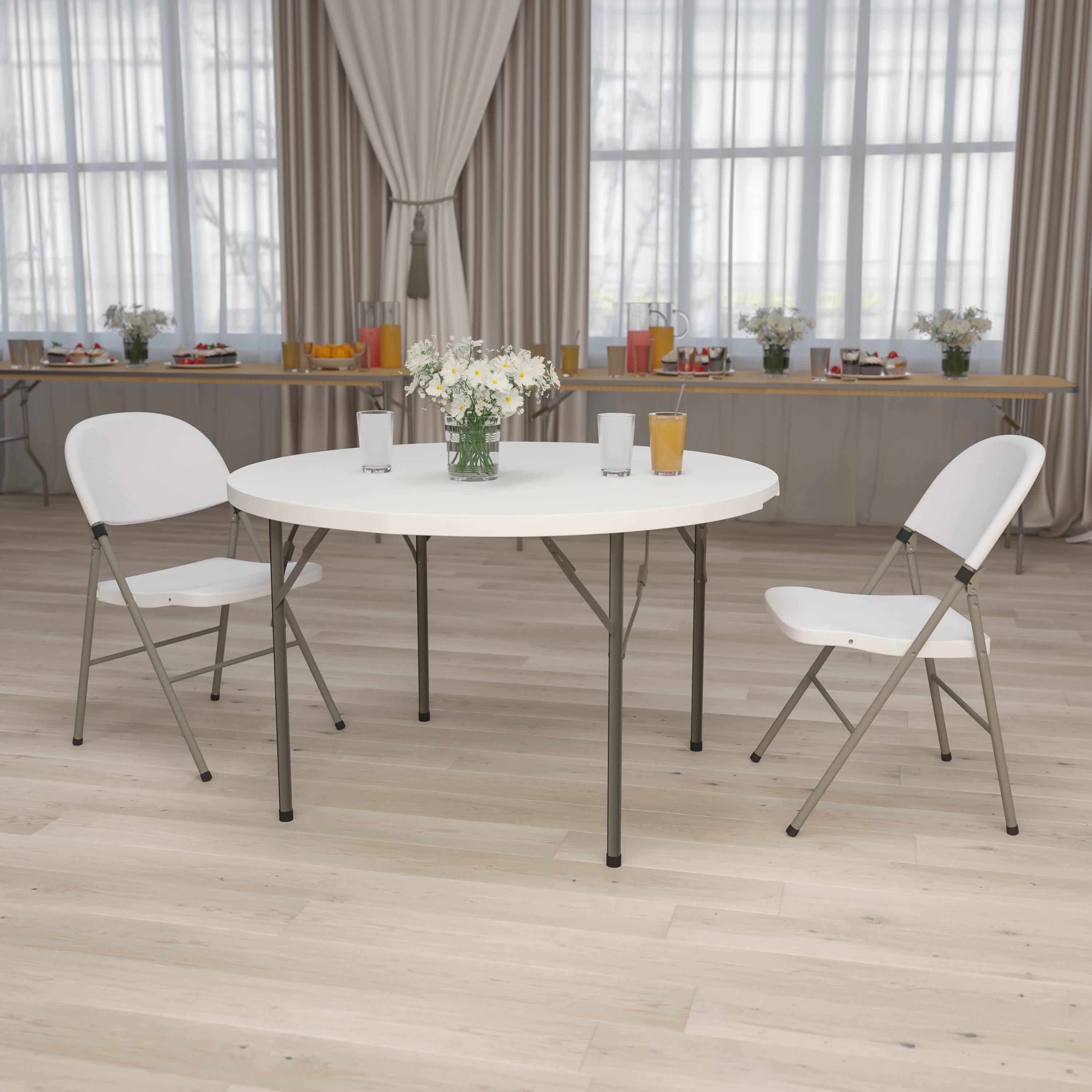 Alt View 11. Alamont Home - Kathryn 4-Foot Round Granite White Plastic Folding Table - Banquet / Event Folding Table - Granite White.