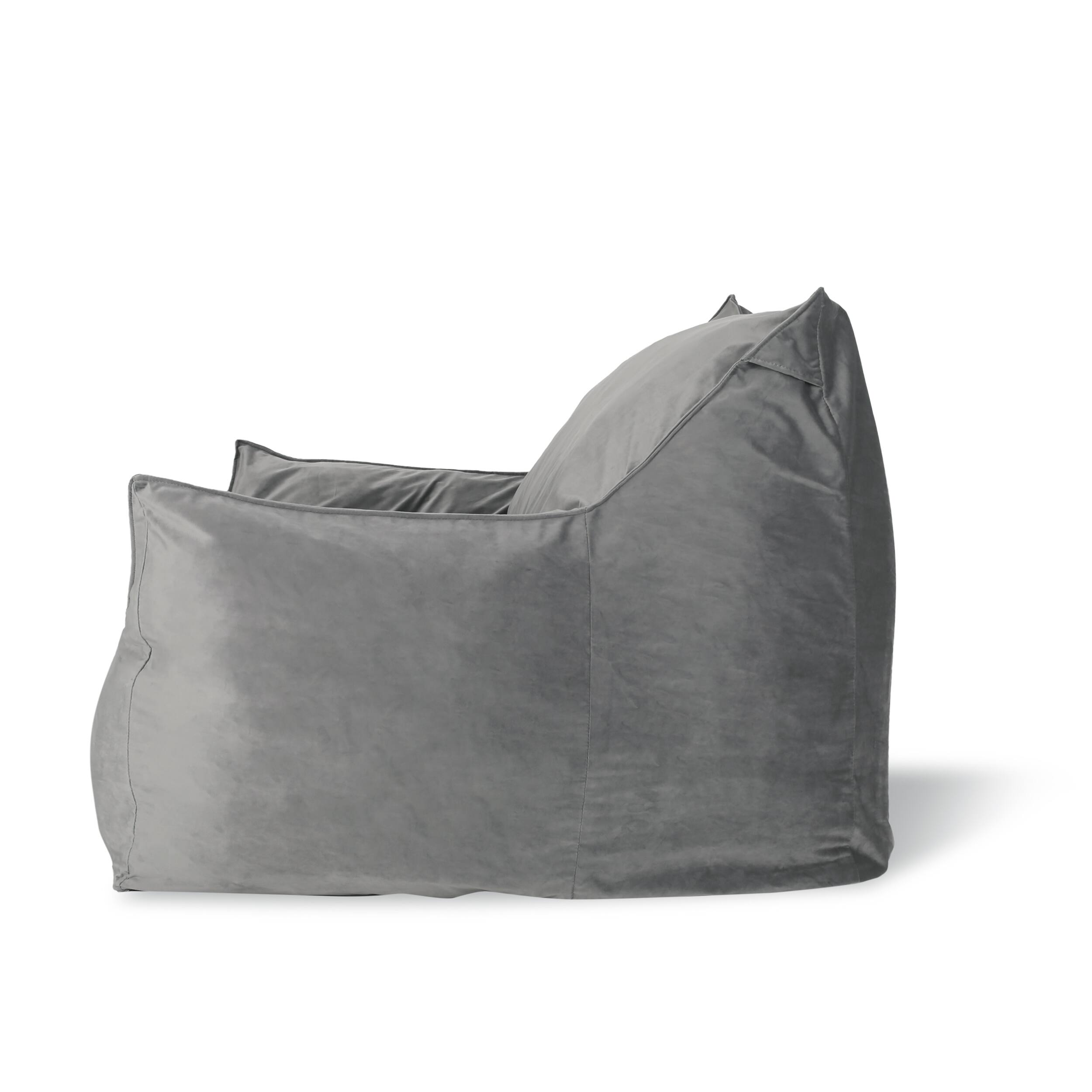 Alt View 2. LOVMOR - Standard Velvet Bean Bag Chairs Removable Washable Cover For Living Room Bedroom Dorm Soft Touch Indoor Lounge - Grey.