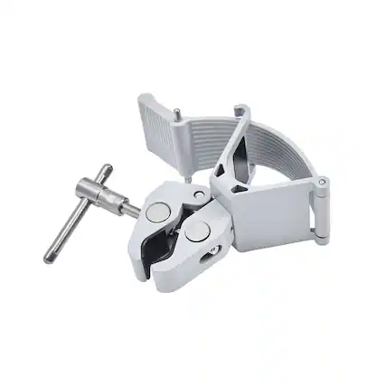 Front. Amaran - amaran Crab-Shaped Light Stand Clamp for Peak Battery Grip, Silver - White.