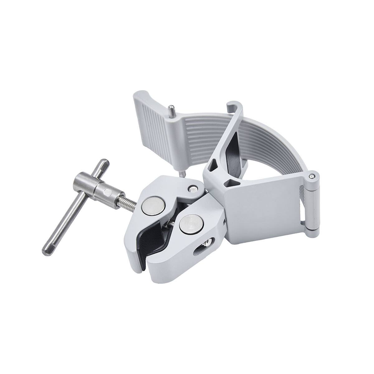 Front. Amaran - amaran Crab-Shaped Light Stand Clamp for Peak Battery Grip, Silver - White.
