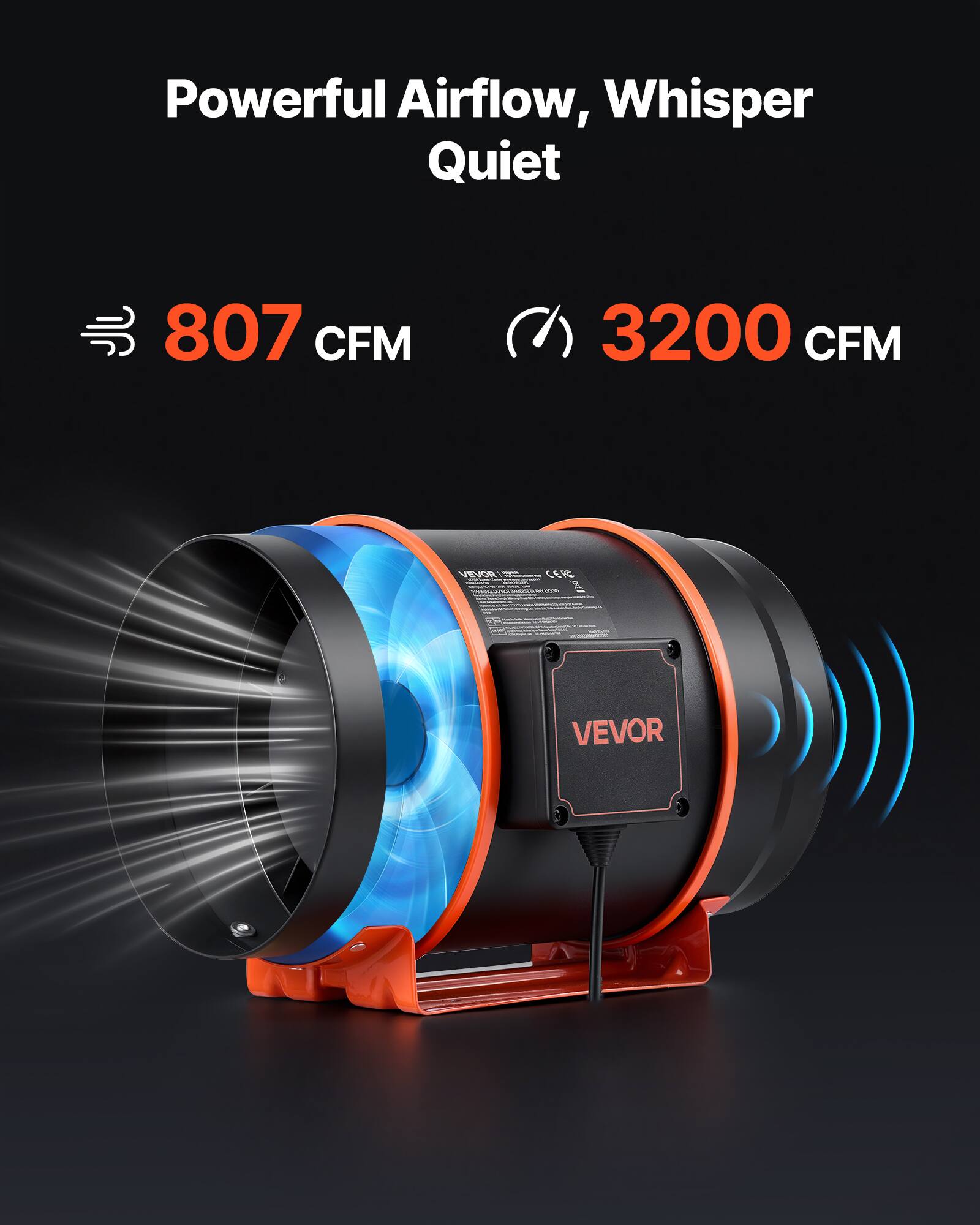 Powerful Airflow, Whisper Quiet  
807 CFM  
3200 CFM  

CCI - I : - : VEVOR