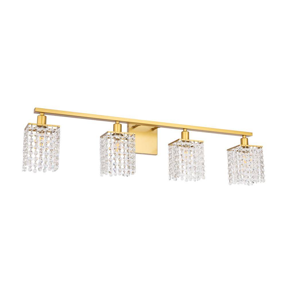 Alt View 7. Living District - Phineas 4 light Brass and Clear Crystals wall sconce - Brass And Clear Crystals.