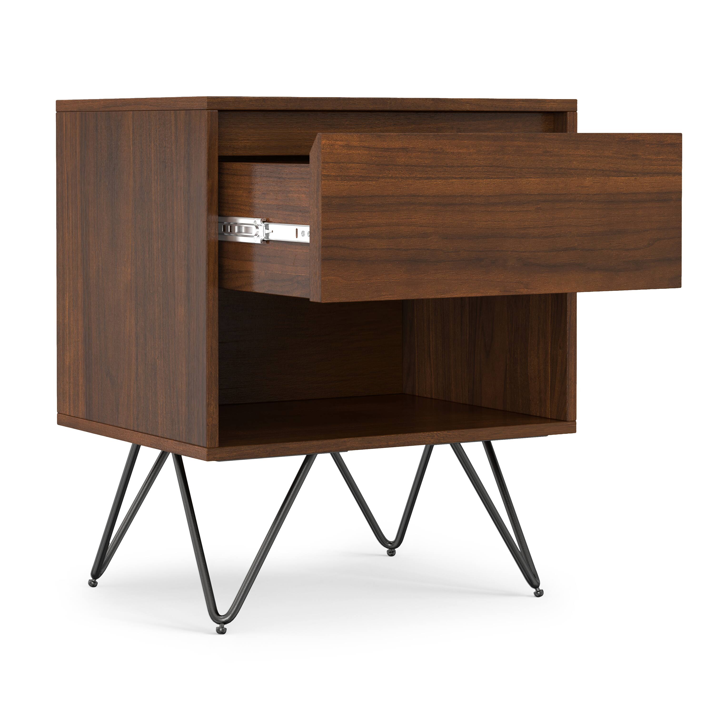 Back. Simpli Home - Simpli Home Hunter 20 inch Wide Nightstand in Walnut Veneer - Walnut.