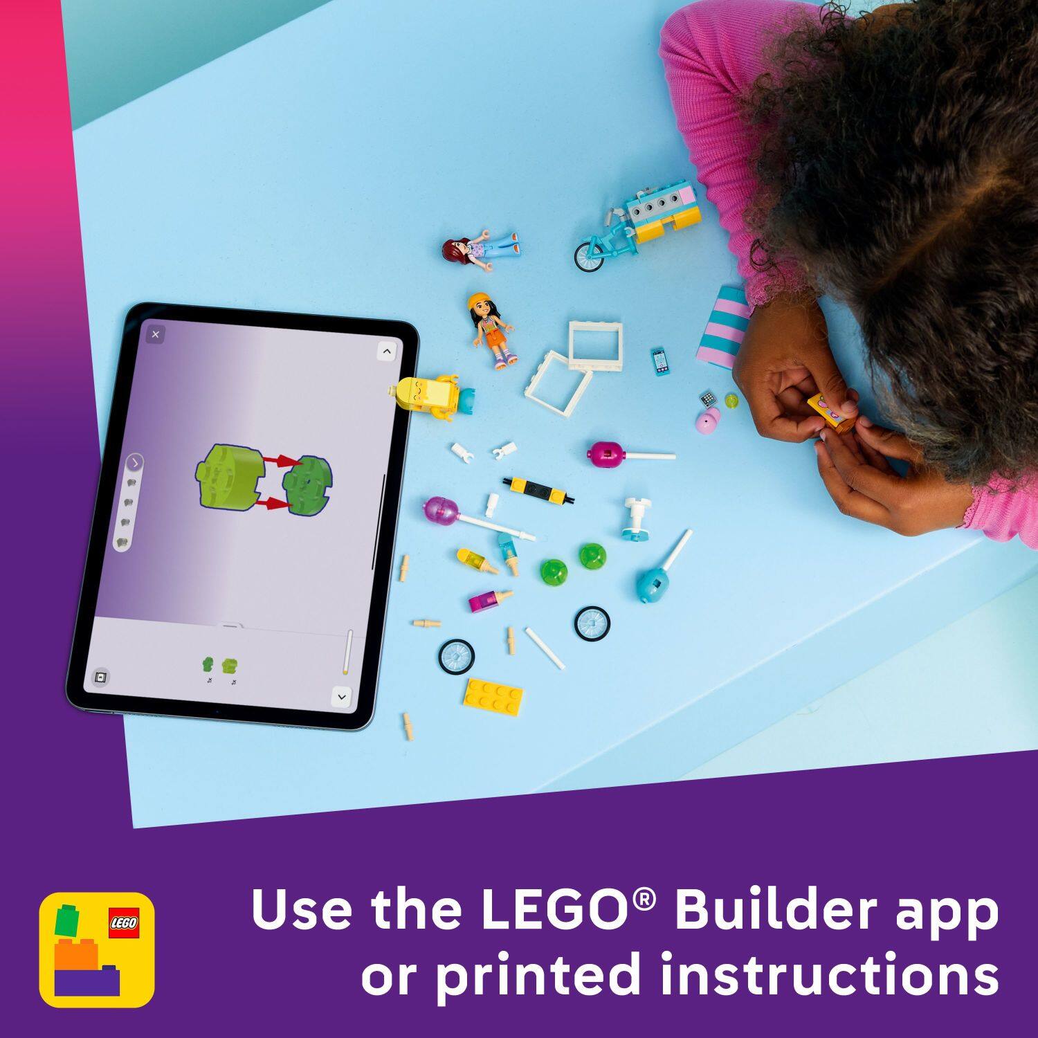 Use the LEGO® Builder app or printed instructions