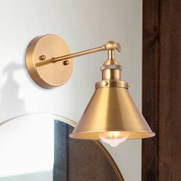 Parrot Uncle - 7" W Industrial Wall Sconce with Metal Cone Shade - Brass