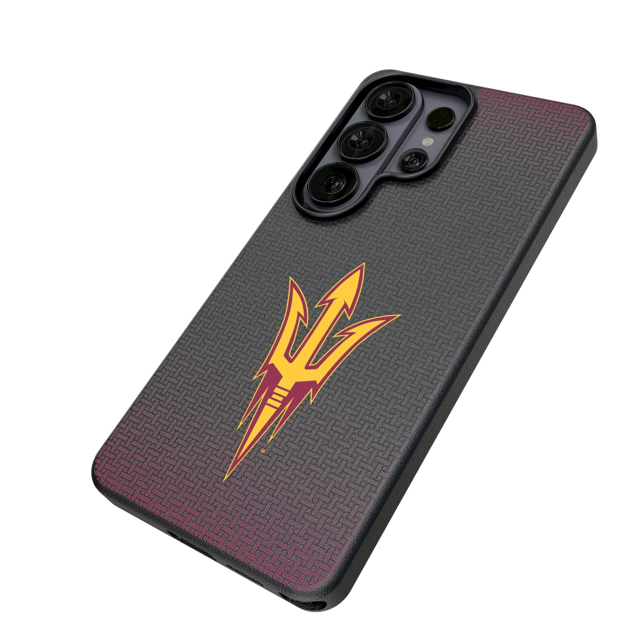 Alt View 1. Keyscaper - Arizona State Sun Devils Linen Galaxy Magnetic Bump Case - S25 Ultra - Black.