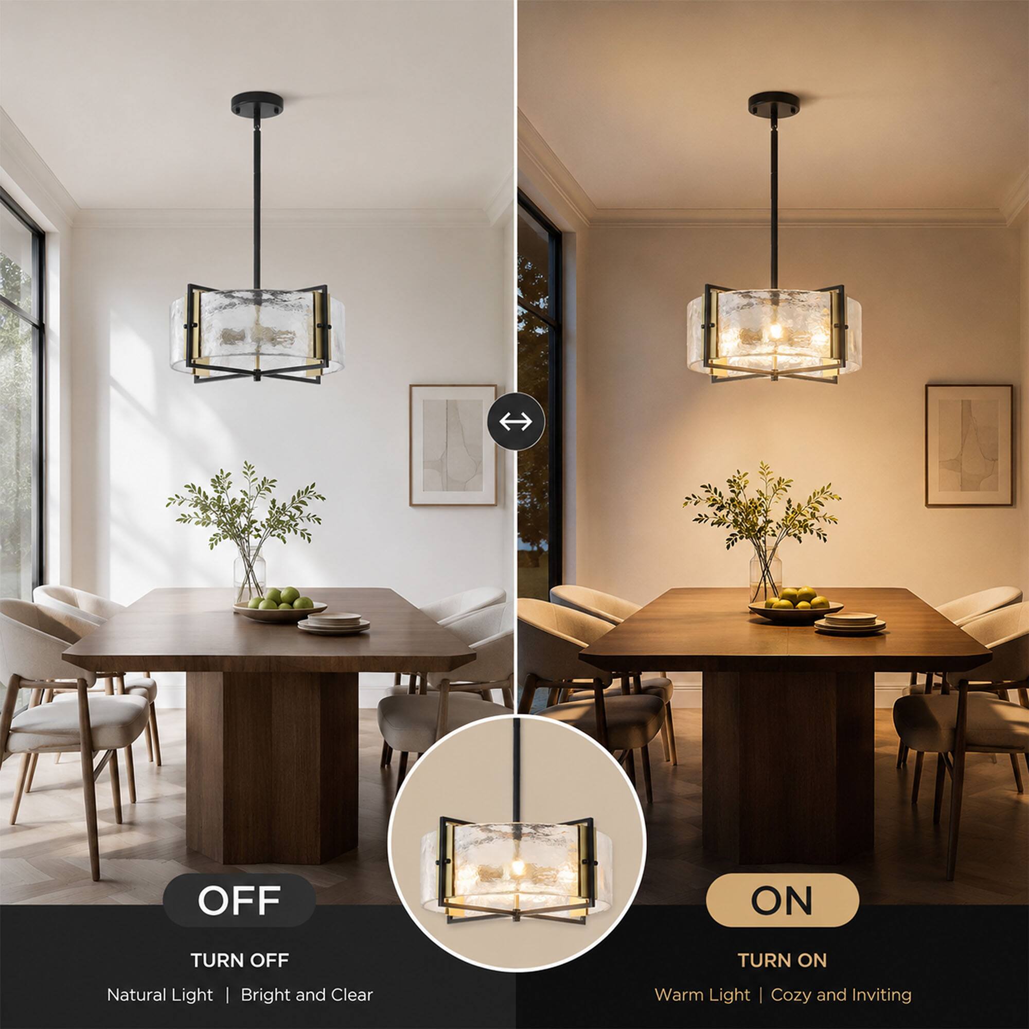 OFF  
ON  
TURN OFF  
TURN ON  
Natural Light | Bright and Clear  
Warm Light | Cozy and Inviting