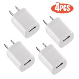 Qixxronics - 4pack USB Wall Charger Adapter Charging Block for iPhone Xs/XS Max/X/8/7/6 Plus, Galaxy S9/S8/S8 Plus, Moto, LG, HTC - White
