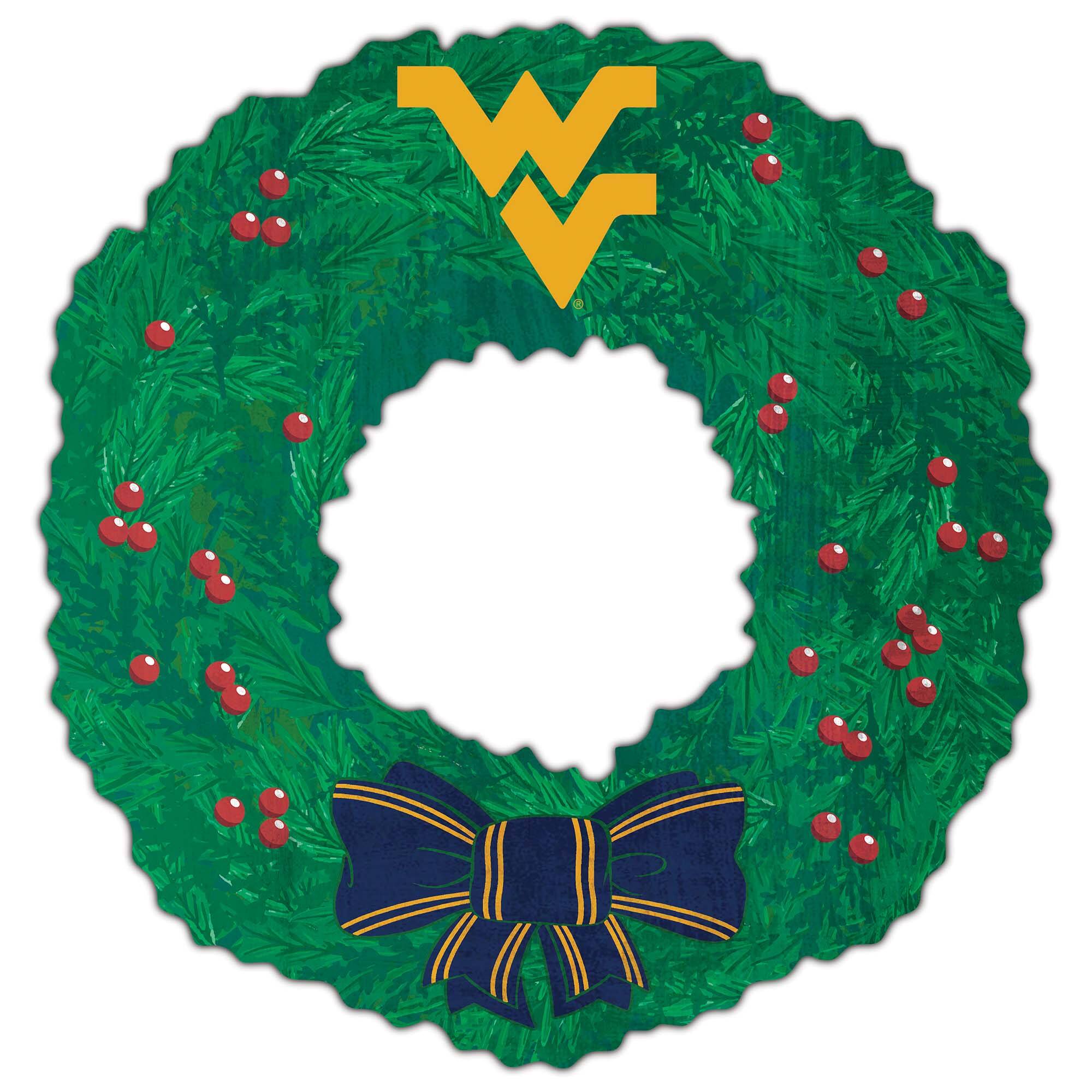 Front. Fan Creations - West Virginia Mountaineers 16'' Team Wreath Sign - Green.
