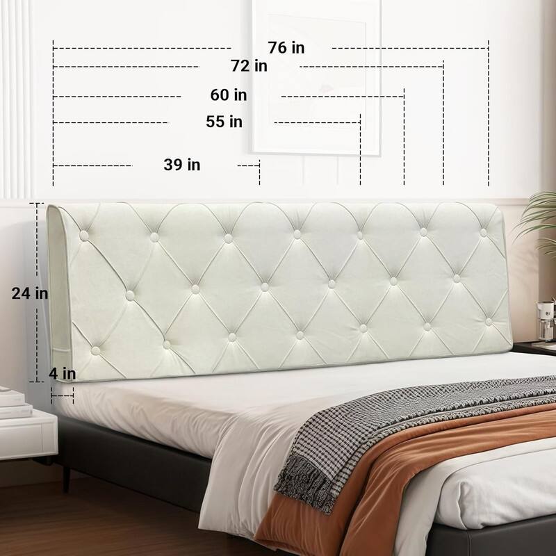 Angle. wowmax - Full Size Fabric Headboard, Button Tufted Upholstered Bed Frame w/ Easy Setup, Beige - Beige.