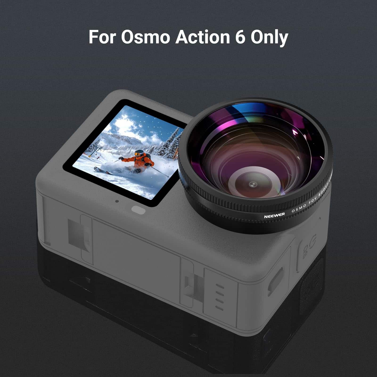 Neewer 185° Wide Angle Lens for DJI Action 6 Only, Screw On, 4