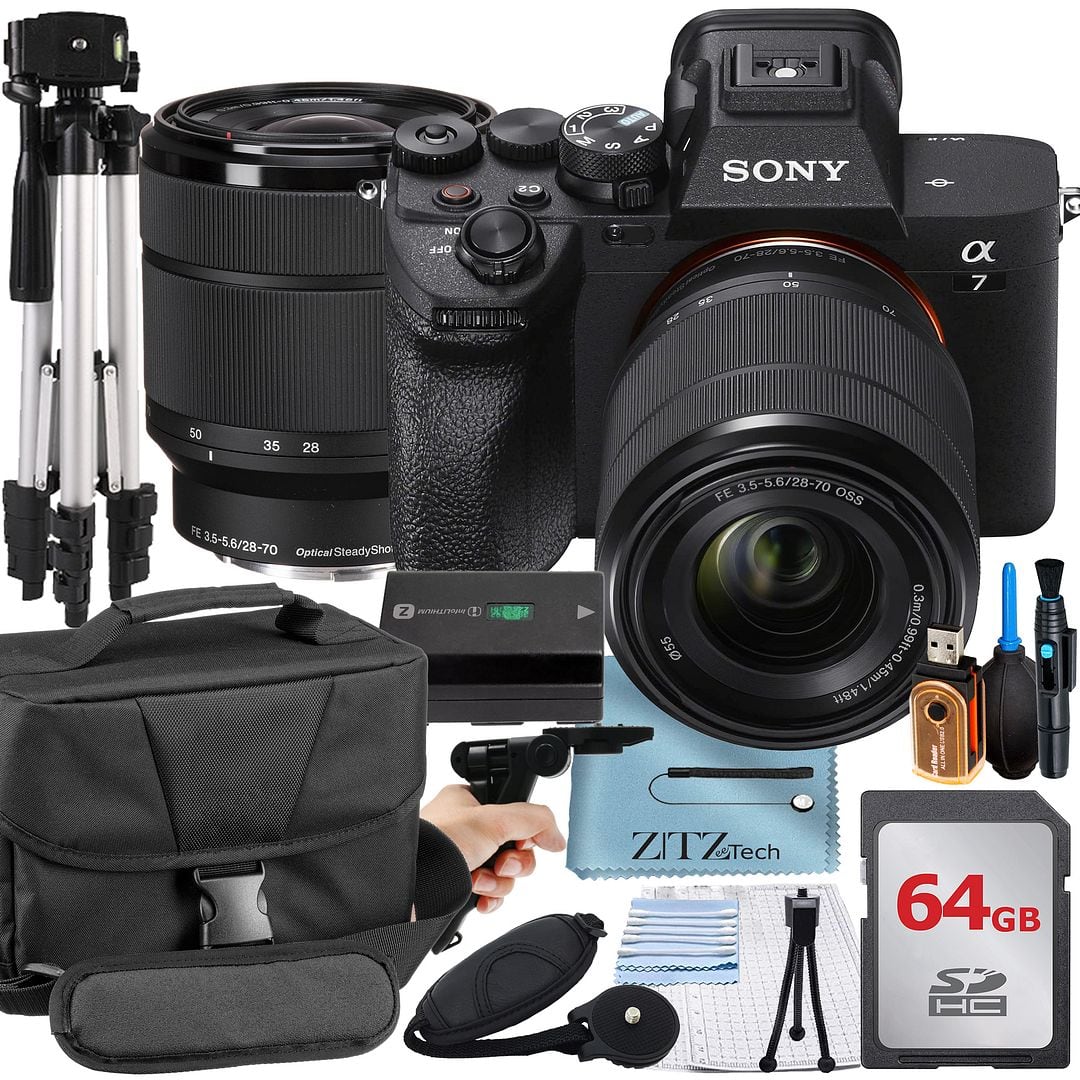 Sony - A7 IV Mirrorless Camera with 28-70 Lens + 64GB Card + Case + ZeeTech Bundle (International Version) - Black