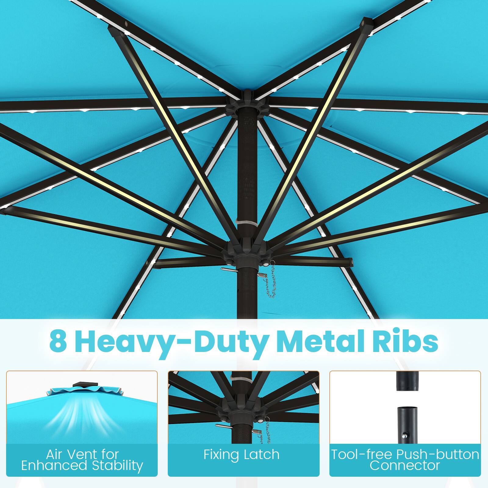 8 Heavy-Duty Metal Ribs Air Vent for Enhanced Stability P N Fixing Latch Tool-free Push-button Connector