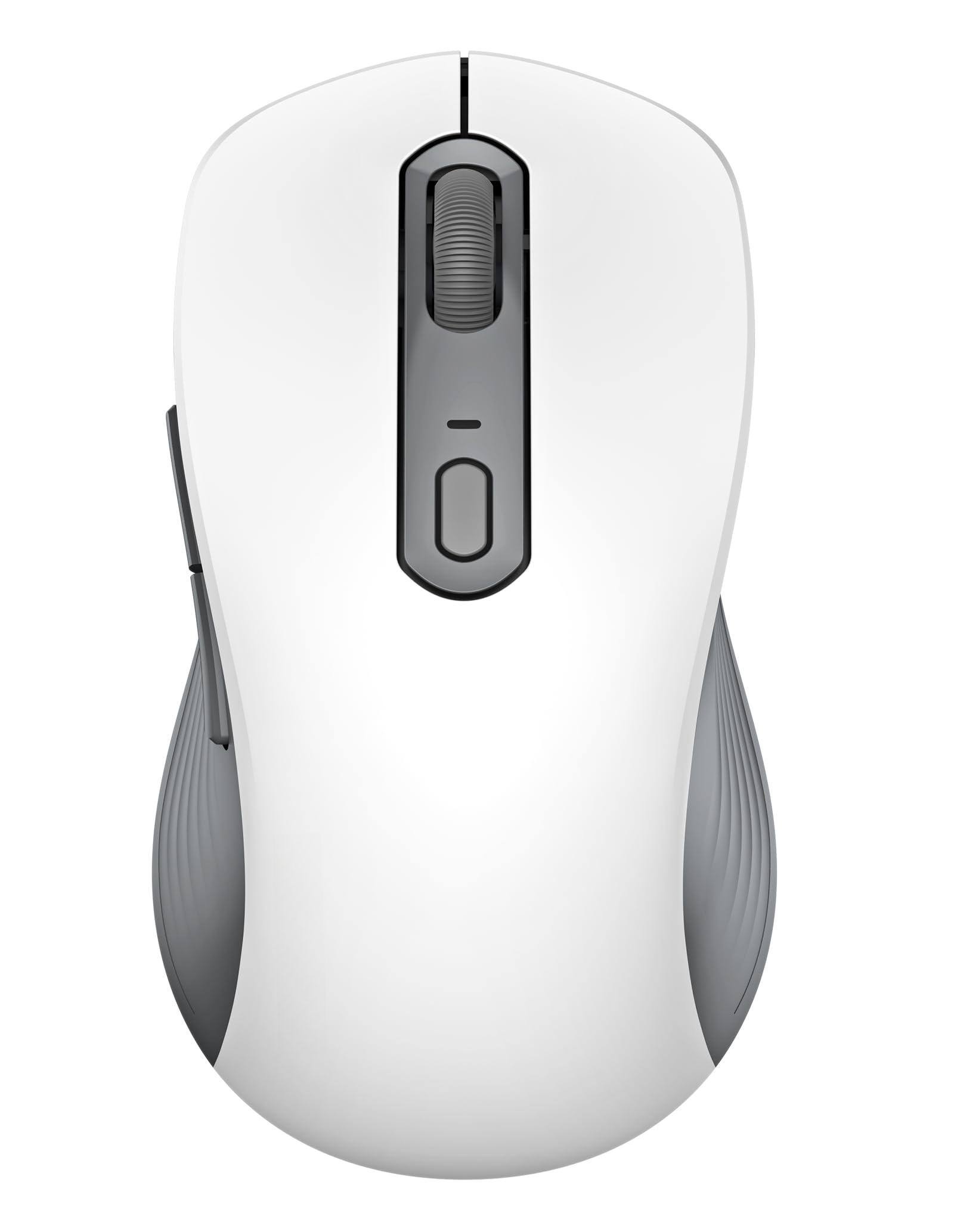 Front. PO3TICJUNKI3 - Mouse [ + Bt1 Bt2 ] Silent Click Full-size Computer Mice Dual Mode Ipad Macbook - Grayish White.