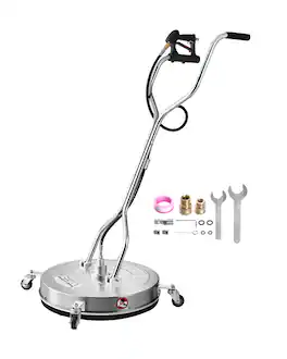 VEVOR - 24" Pressure Washer Surface Cleaner, Stainless Steel Pressure Washer Attachments with 4 Wheels, 4000 Max PSI - Silver
