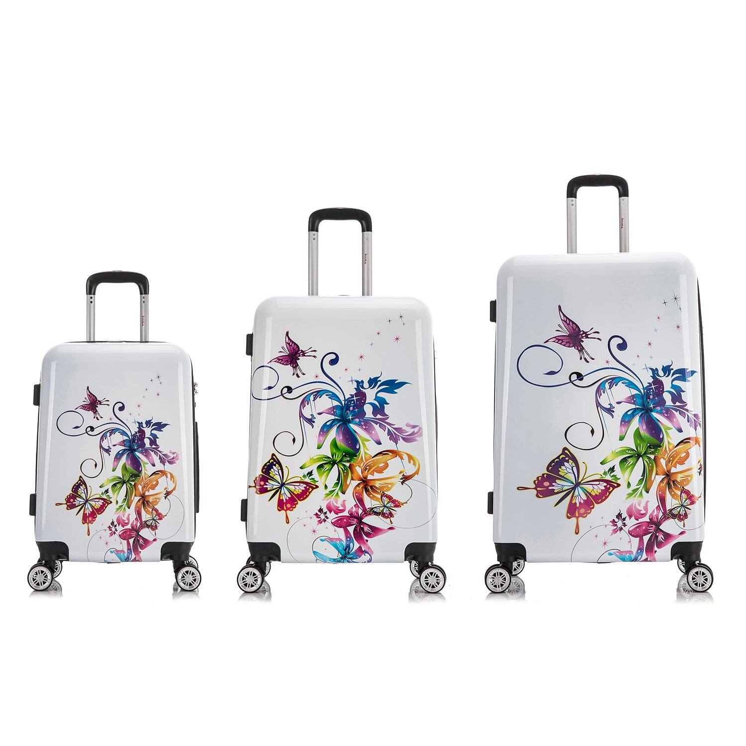 Angle. InUSA - Fusion Prints lightweight hardside Spinner 3 Piece Luggage Set 20"/24"/28" - FUSION.
