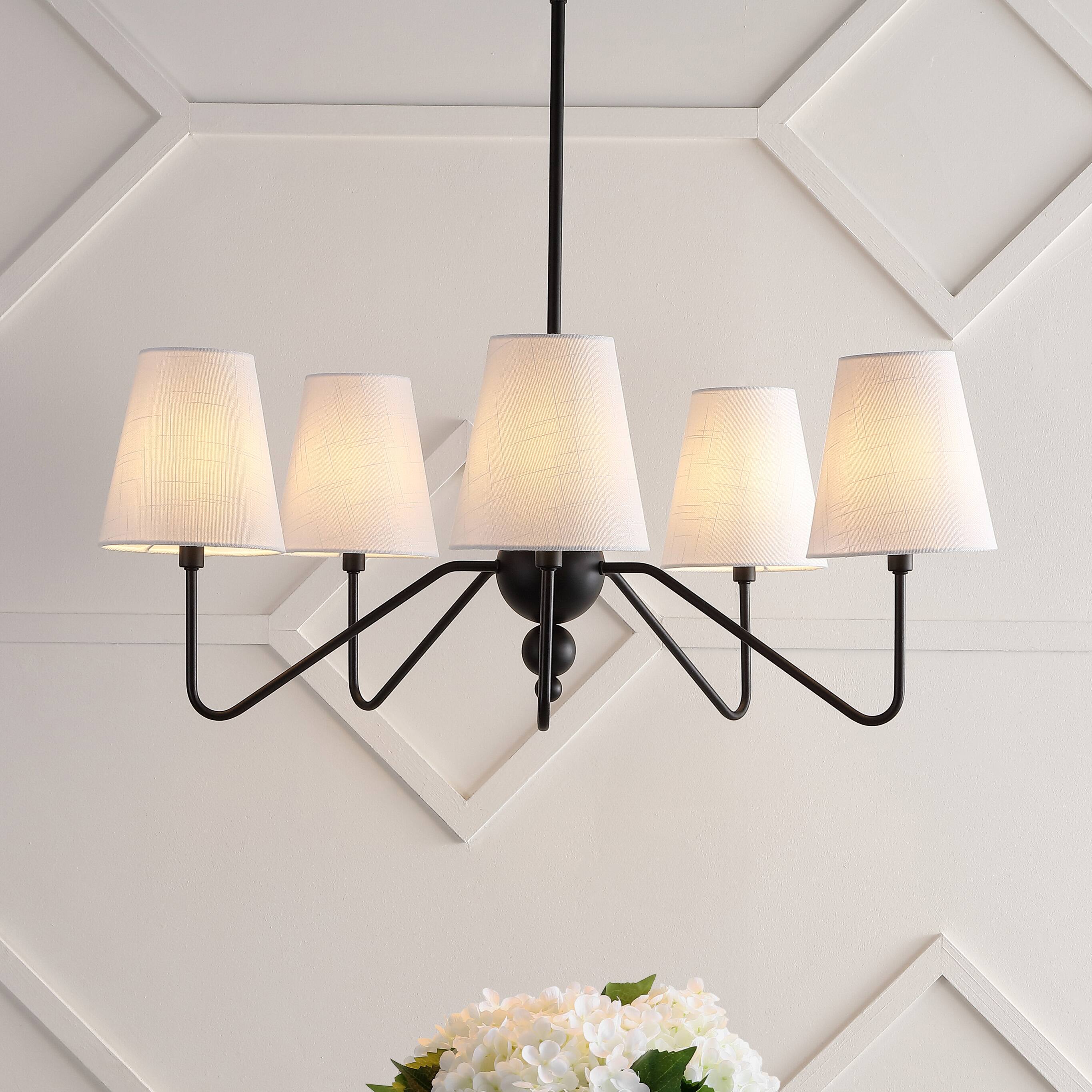 Alt View 1. Jonathan Y - Skylar 32" 5-Light Classic Minimalist Metal Inverted Gourd LED Chandelier, Black - Black.