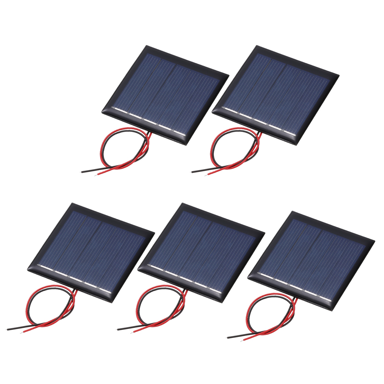 Unique Bargains - 5pcs 2.5V 0.25W 100mA Mini Solar Panels, Polycrystalline Solar Cell with Cable for DIY Toy Charger - Black