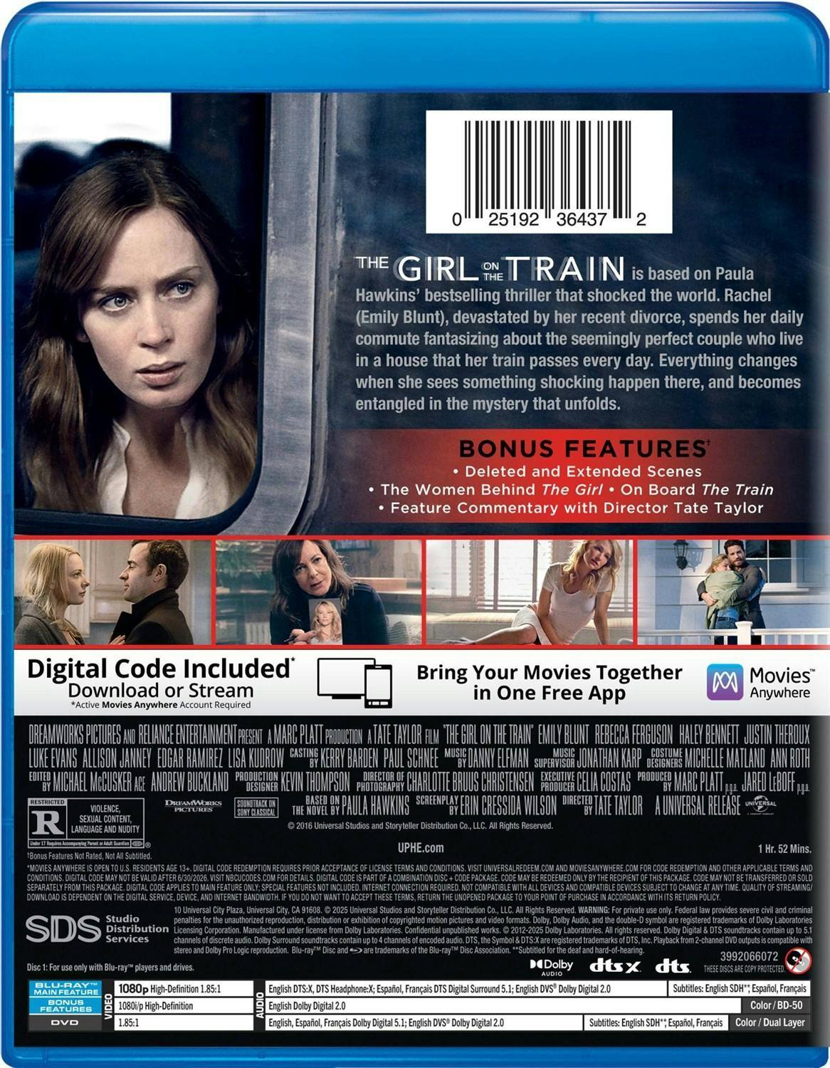 Back. The Girl on the Train (DVD + Digital) [Blu-ray].