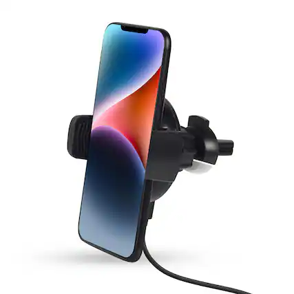 Front. Brookstone - Brookstone 15W Wireless Charging Secure Car Vent Mount - Black.