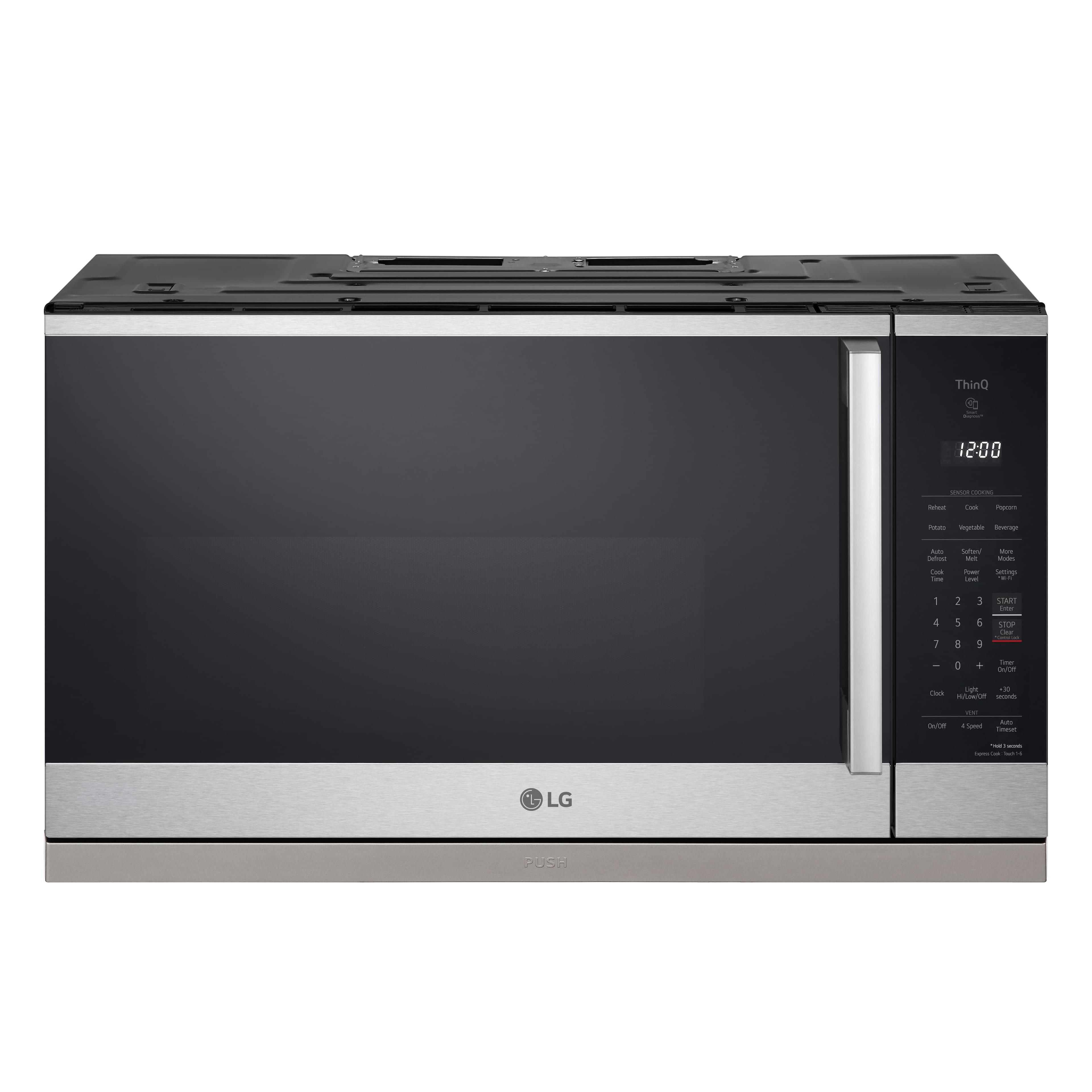 LG - 2.1 Cu. Ft. Over The Range Smart Microwave with Sensor Cooking and EasyClean - Stainless Steel - Front_Zoom