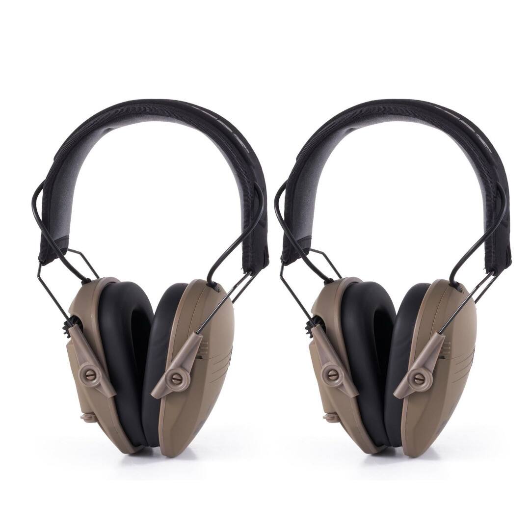 Angle. Walker’s - Walker's Razor Slim Electronic Ear Muffs (Flat Dark Earth) - 2 Pack - Flat Dark Earth.