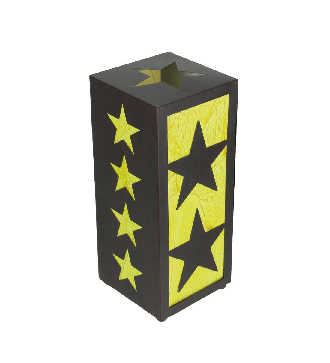 Front. De Leon Collections - Western Star Black and Yellow Metal Light Box Accent Lamp - Brown.