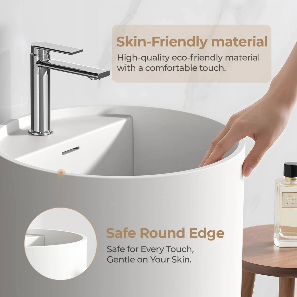 Skin-Friendly material  
High-quality eco-friendly material with a comfortable touch.  

Safe Round Edge  
Safe for Every Touch, Gentle on Your Skin.