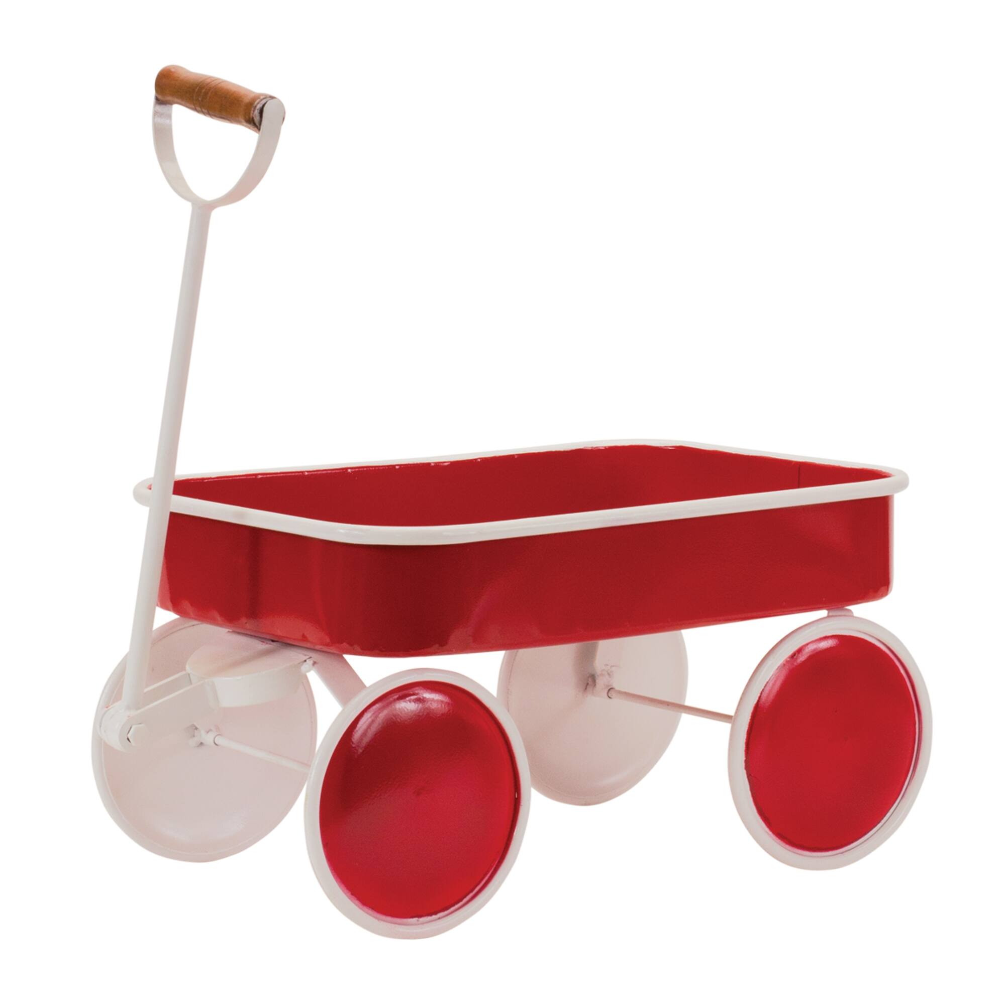 Angle. BreeBe - Metal Wagon Decor (Set of 2) - Red, White.