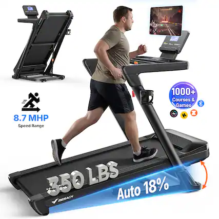 A 20" Screen
8.7 MHP Speed Range
1000+ Courses & Games
350 LBS Capacity
18% Auto Incline