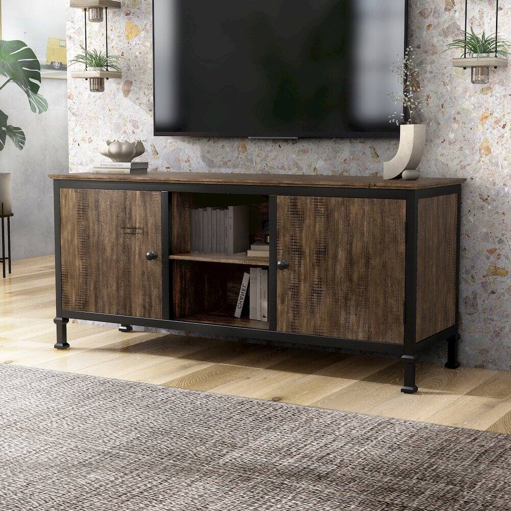 Alt View 3. Furniture of America - Ronda Industrial Wood TV Stand - Brown.