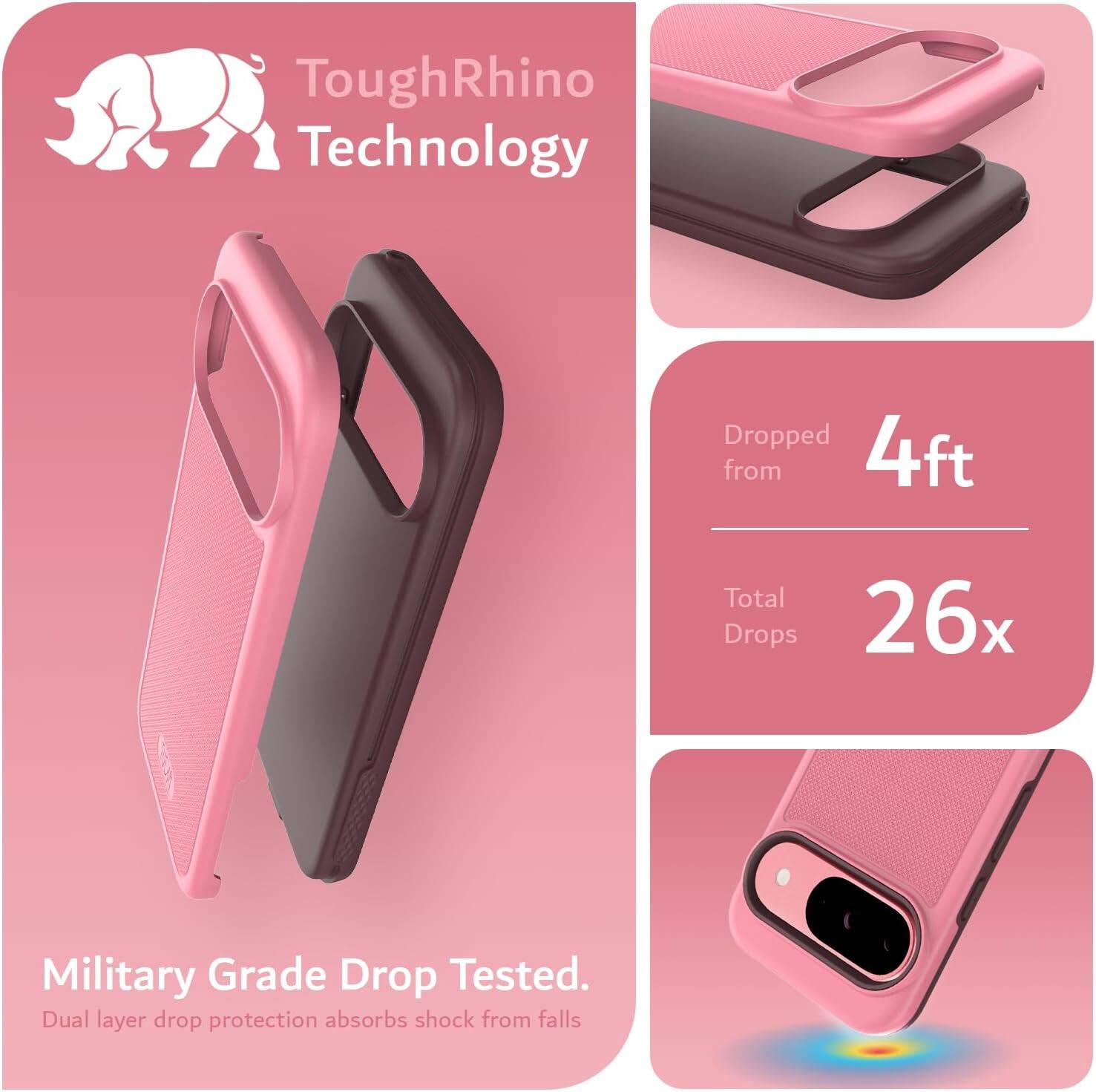 ToughRhino Technology

Military Grade Drop Tested.
Dual layer drop protection absorbs shock from falls.

Dropped from 4ft
Total Drops 26x