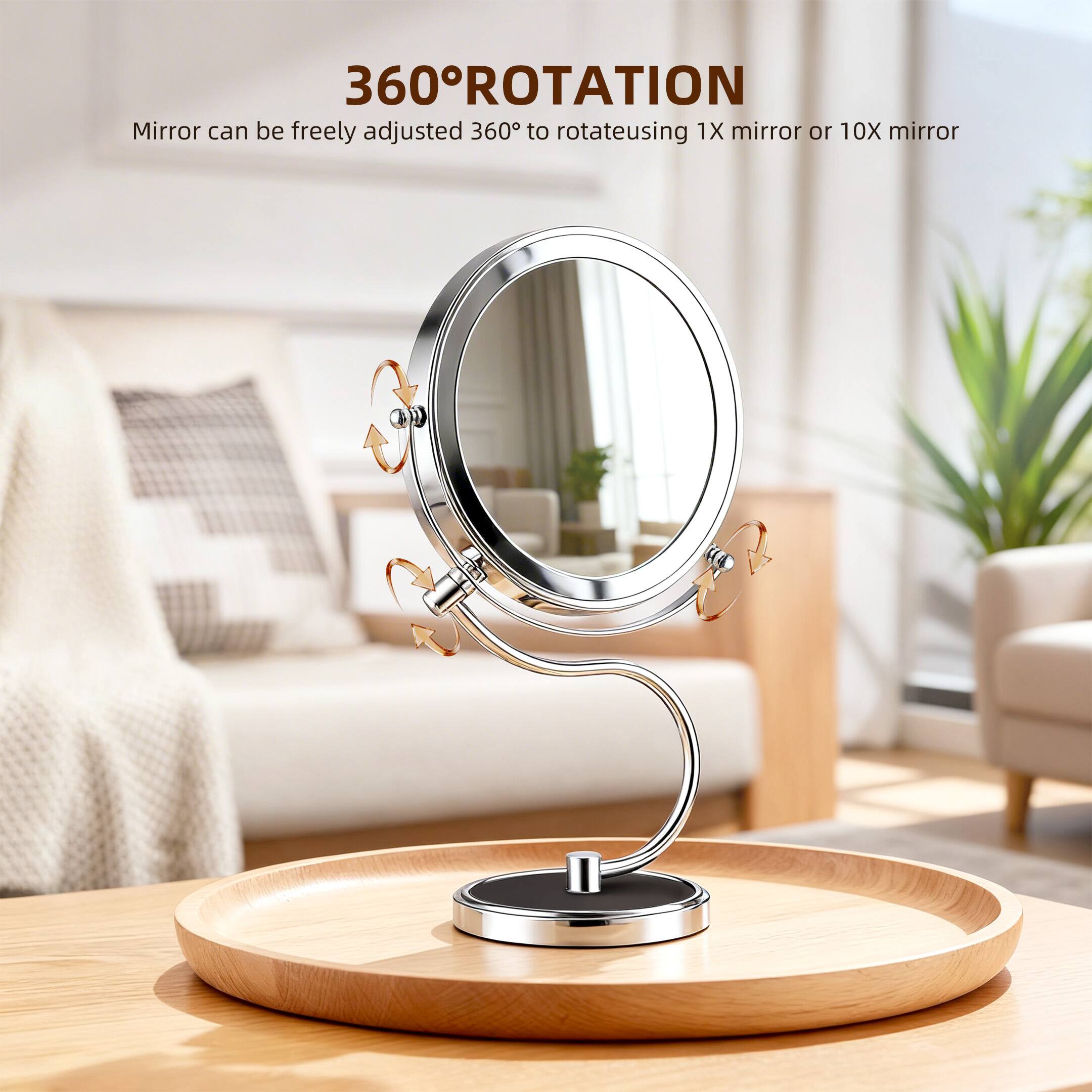 Sugift 9 Inch Rechargeable LED Vanity Mirror with 1X/10X Magnification ...