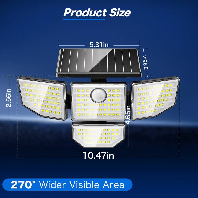 Product Size: 5.31in x 3.35in x 2.56in x 4.65in x 10.47in  
270° Wider Visible Area