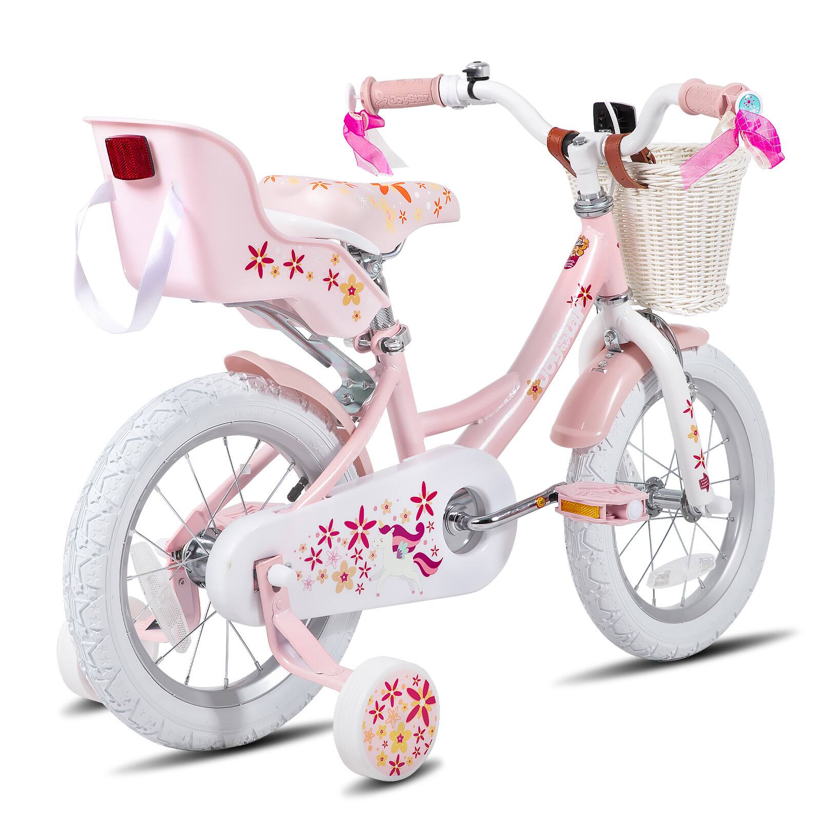 Alt View 8. JOYSTAR - JOYSTAR Unicorn 12 Inch Kids Bike for Girl Boy Ages 2-4, Toddler Bicycles with Training Wheels & Basket, Doll Seat, Pink - Pink.